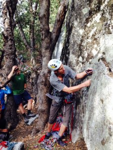 Climbing - Hans Florine teaching an advance anchor systems clinic at the base of El Cap